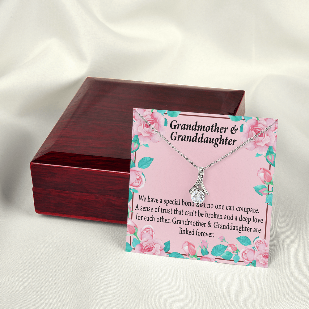 To My Granddaughter Granddaughter Special Bond Necklace Alluring Ribbon Necklace Message Card-Express Your Love Gifts