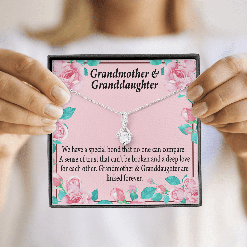 To My Granddaughter Granddaughter Special Bond Necklace Alluring Ribbon Necklace Message Card-Express Your Love Gifts