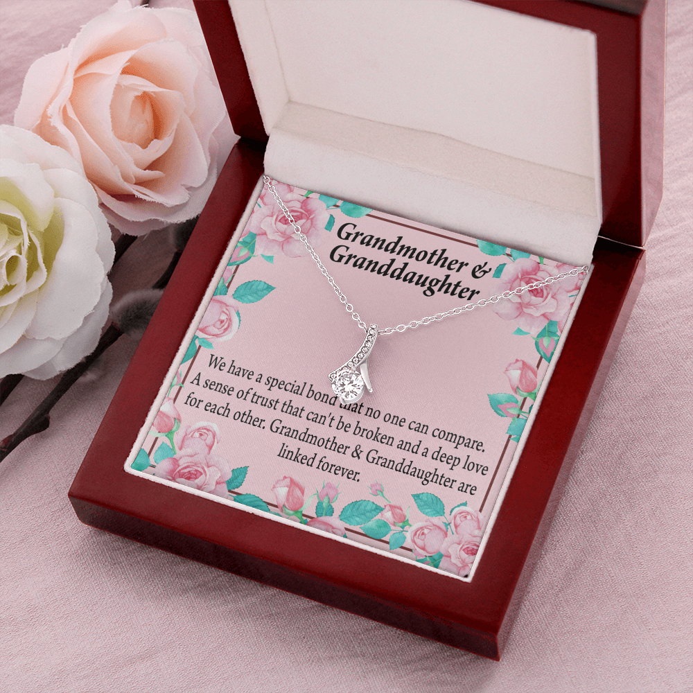 To My Granddaughter Granddaughter Special Bond Necklace Alluring Ribbon Necklace Message Card-Express Your Love Gifts