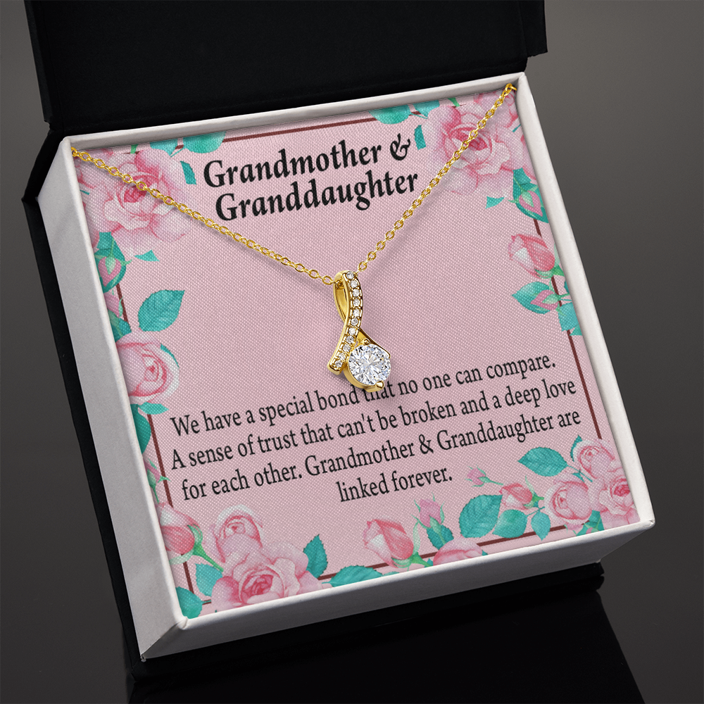 To My Granddaughter Granddaughter Special Bond Necklace Alluring Ribbon Necklace Message Card-Express Your Love Gifts