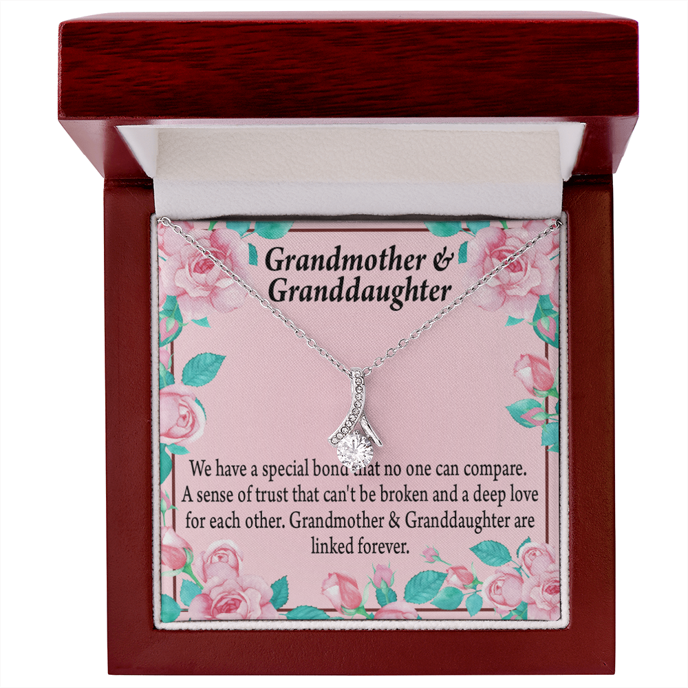To My Granddaughter Granddaughter Special Bond Necklace Alluring Ribbon Necklace Message Card-Express Your Love Gifts