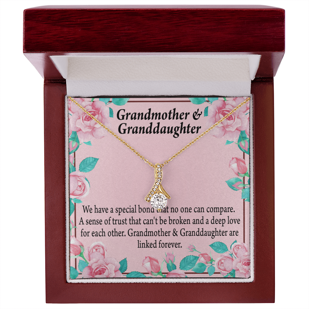 To My Granddaughter Granddaughter Special Bond Necklace Alluring Ribbon Necklace Message Card-Express Your Love Gifts