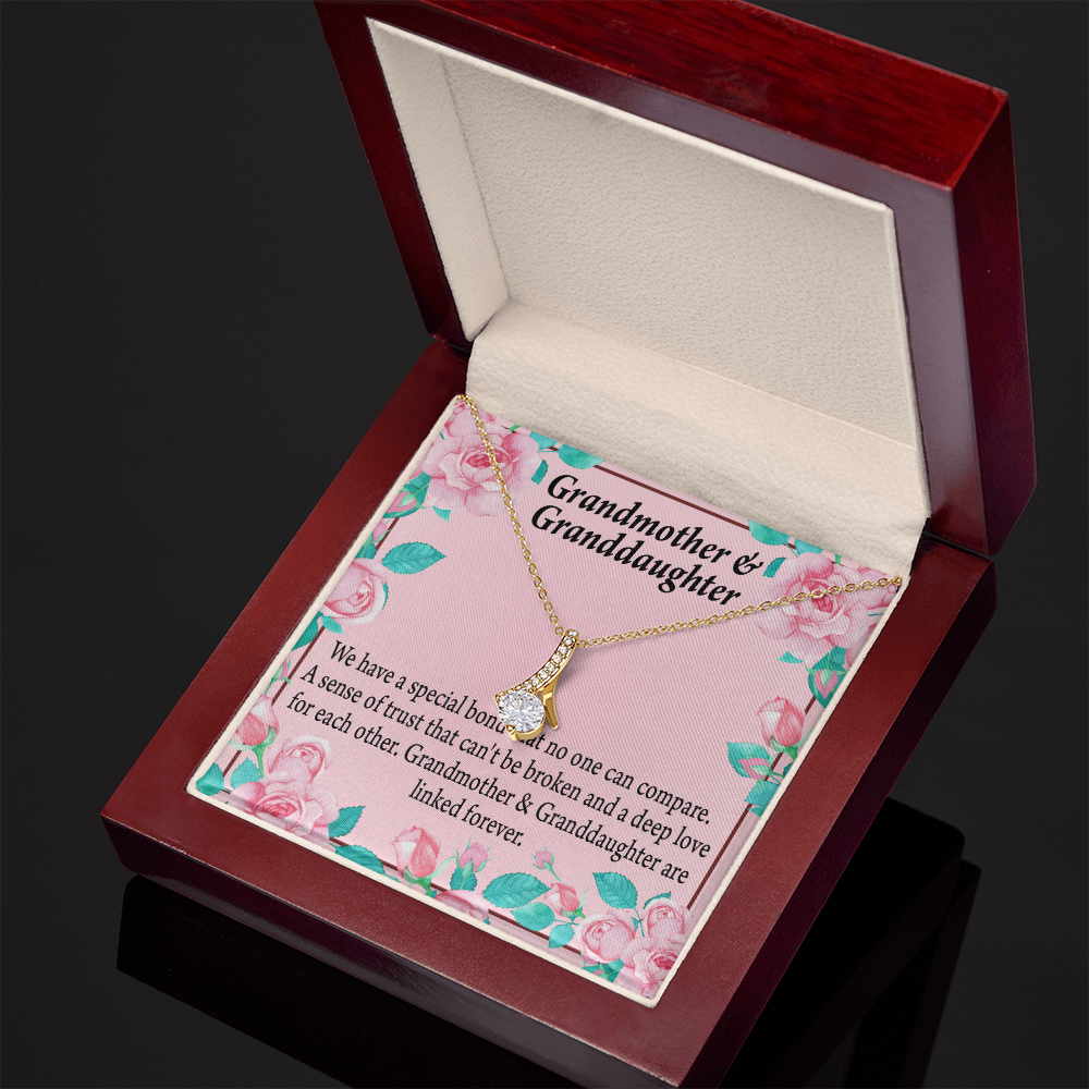 To My Granddaughter Granddaughter Special Bond Necklace Alluring Ribbon Necklace Message Card-Express Your Love Gifts