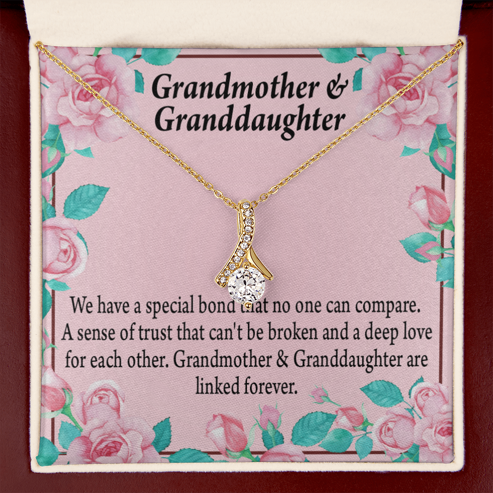 To My Granddaughter Granddaughter Special Bond Necklace Alluring Ribbon Necklace Message Card-Express Your Love Gifts