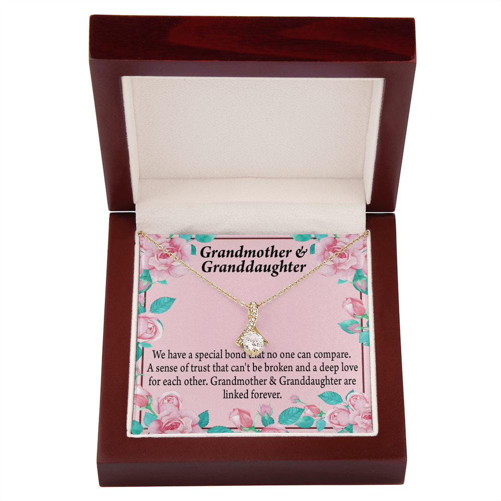 To My Granddaughter Granddaughter Special Bond Necklace Alluring Ribbon Necklace Message Card-Express Your Love Gifts