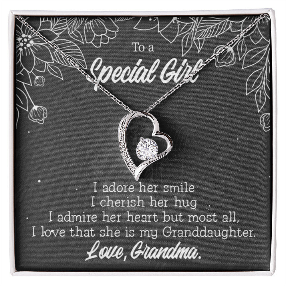 To My Granddaughter Grandma Adores You Forever Necklace w Message Card-Express Your Love Gifts