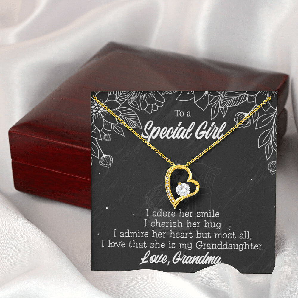 To My Granddaughter Grandma Adores You Forever Necklace w Message Card-Express Your Love Gifts