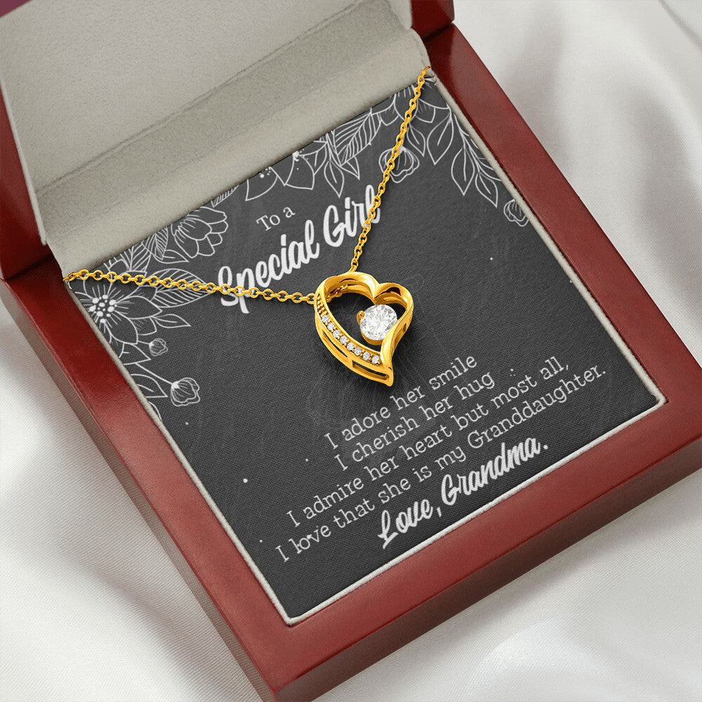To My Granddaughter Grandma Adores You Forever Necklace w Message Card-Express Your Love Gifts