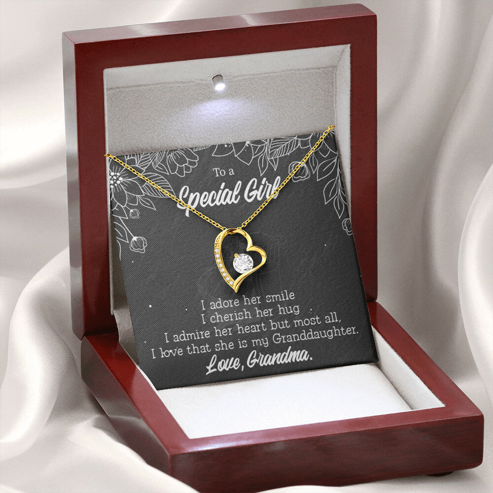 To My Granddaughter Grandma Adores You Forever Necklace w Message Card-Express Your Love Gifts