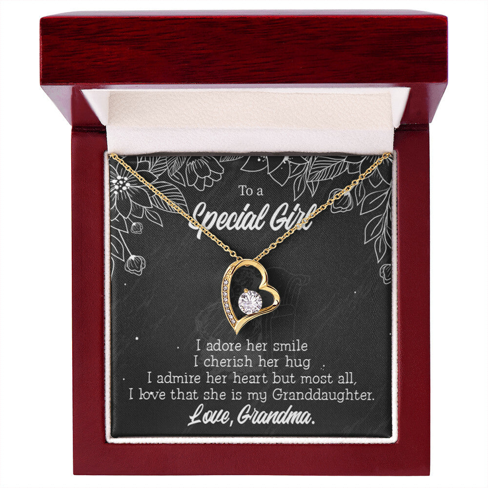 To My Granddaughter Grandma Adores You Forever Necklace w Message Card-Express Your Love Gifts