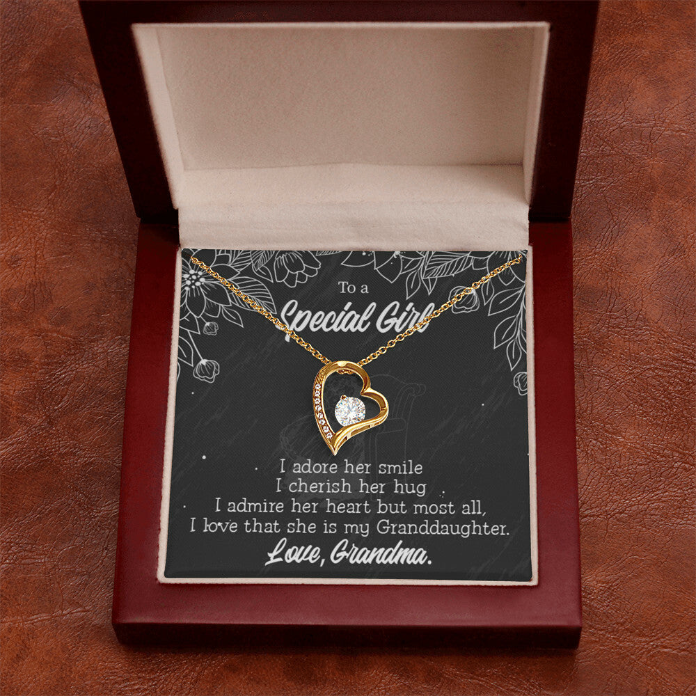 To My Granddaughter Grandma Adores You Forever Necklace w Message Card-Express Your Love Gifts