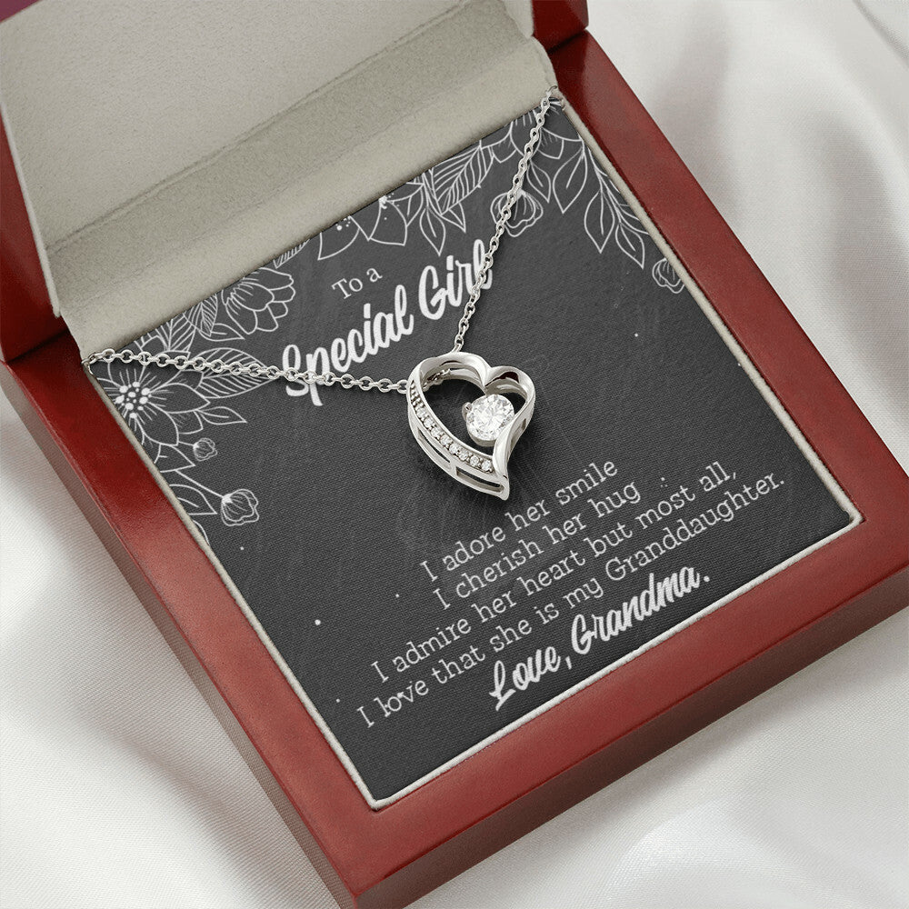 To My Granddaughter Grandma Adores You Forever Necklace w Message Card-Express Your Love Gifts