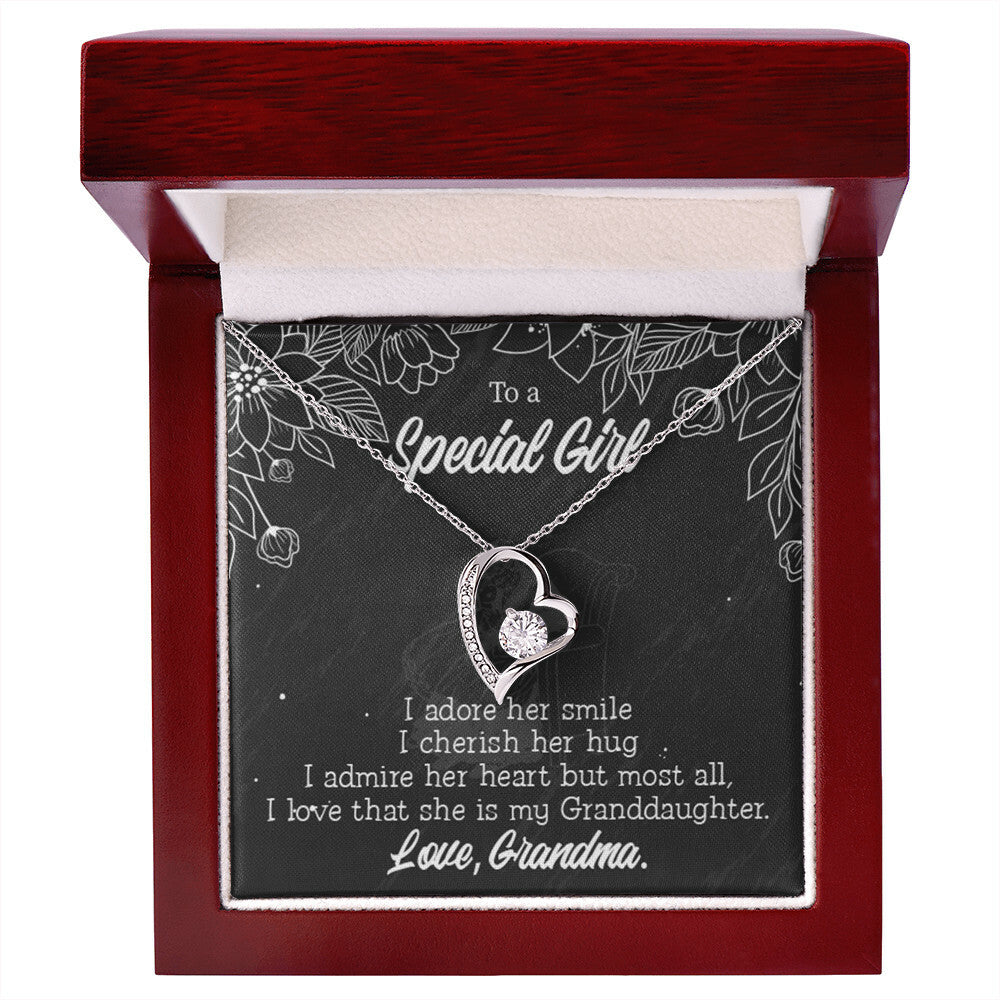 To My Granddaughter Grandma Adores You Forever Necklace w Message Card-Express Your Love Gifts
