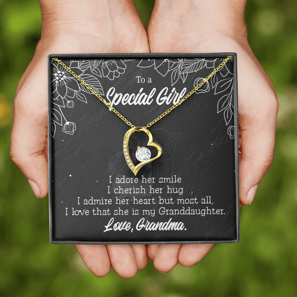 To My Granddaughter Grandma Adores You Forever Necklace w Message Card-Express Your Love Gifts