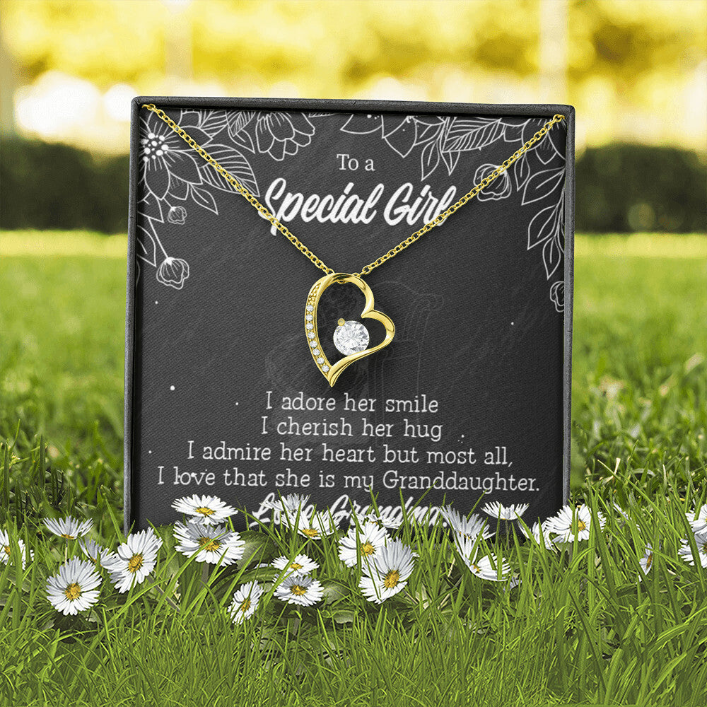 To My Granddaughter Grandma Adores You Forever Necklace w Message Card-Express Your Love Gifts