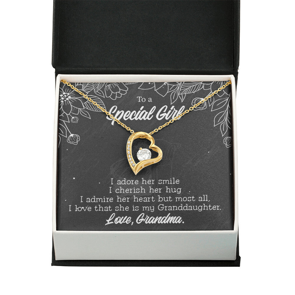To My Granddaughter Grandma Adores You Forever Necklace w Message Card-Express Your Love Gifts