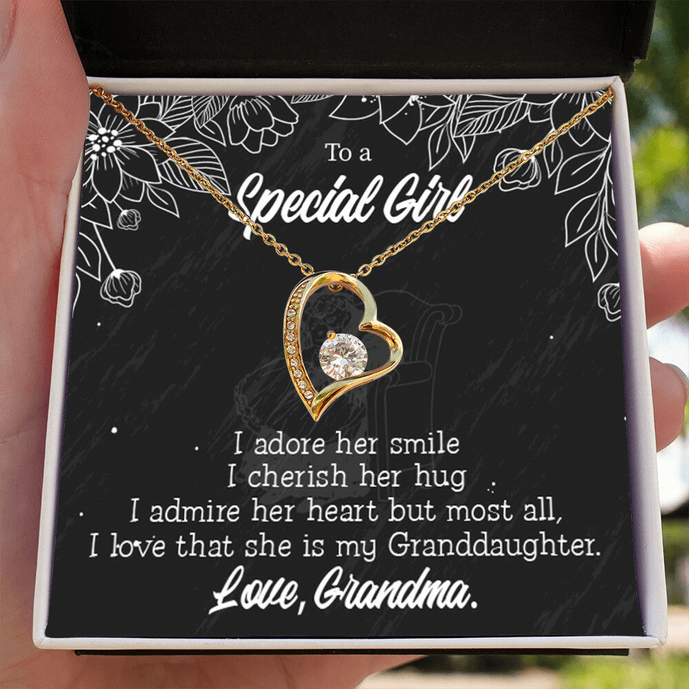 To My Granddaughter Grandma Adores You Forever Necklace w Message Card-Express Your Love Gifts