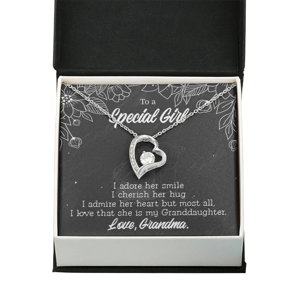 To My Granddaughter Grandma Adores You Forever Necklace w Message Card-Express Your Love Gifts