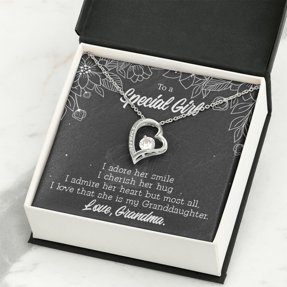 To My Granddaughter Grandma Adores You Forever Necklace w Message Card-Express Your Love Gifts
