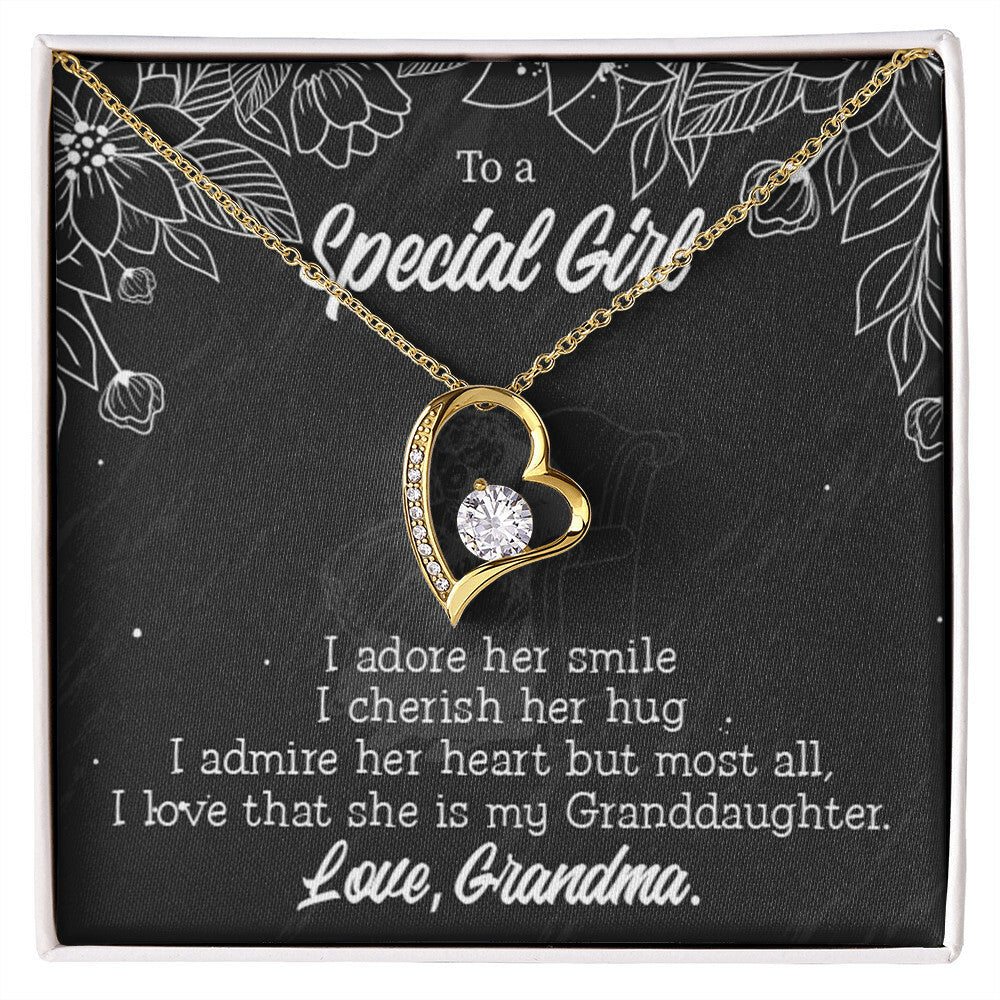 To My Granddaughter Grandma Adores You Forever Necklace w Message Card-Express Your Love Gifts