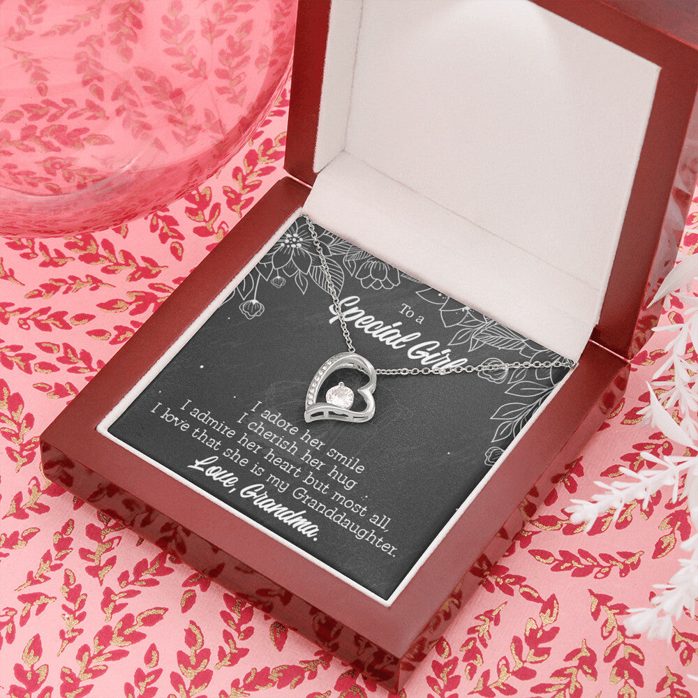 To My Granddaughter Grandma Adores You Forever Necklace w Message Card-Express Your Love Gifts