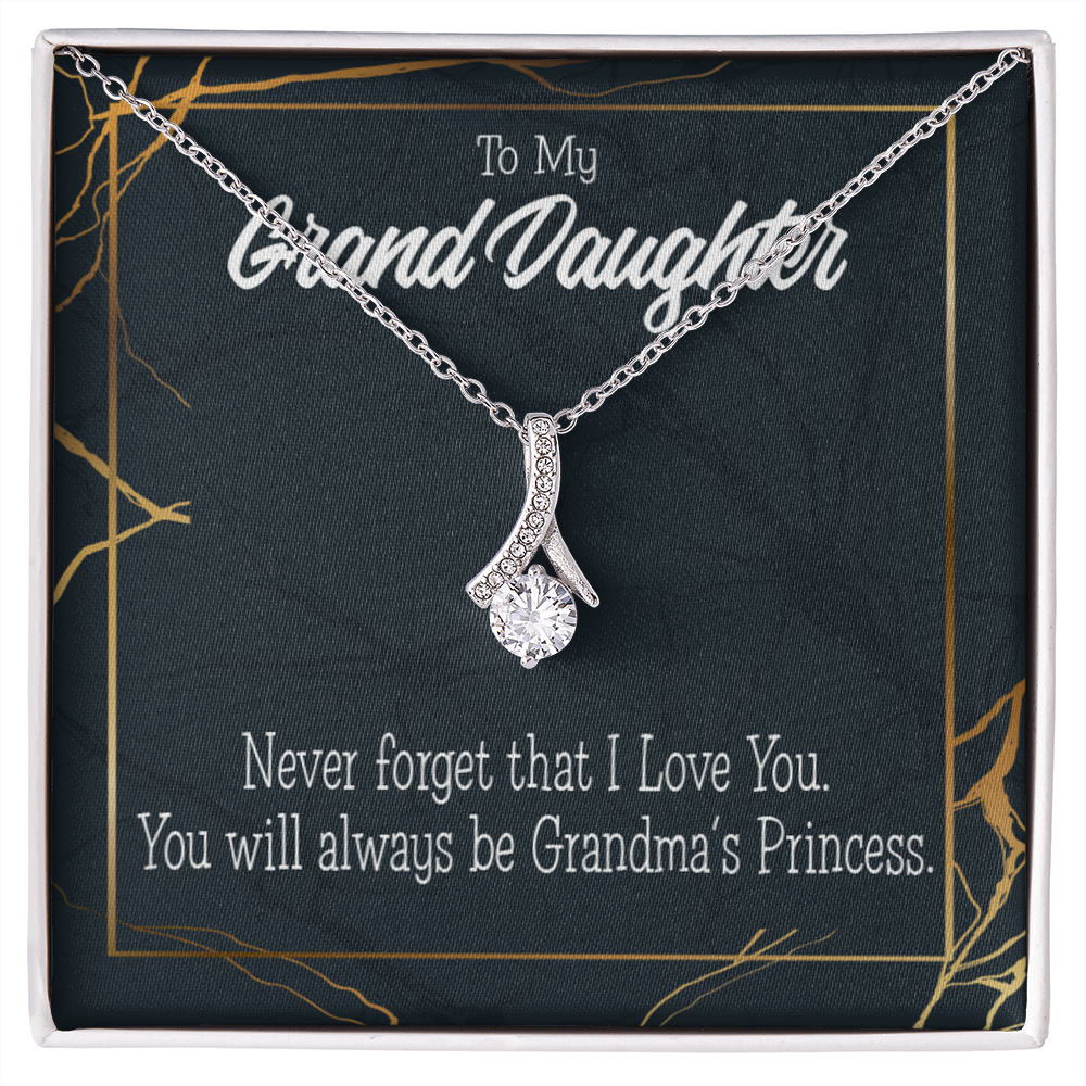 To My Granddaughter Grandma's Princess Alluring Ribbon Necklace Message Card-Express Your Love Gifts