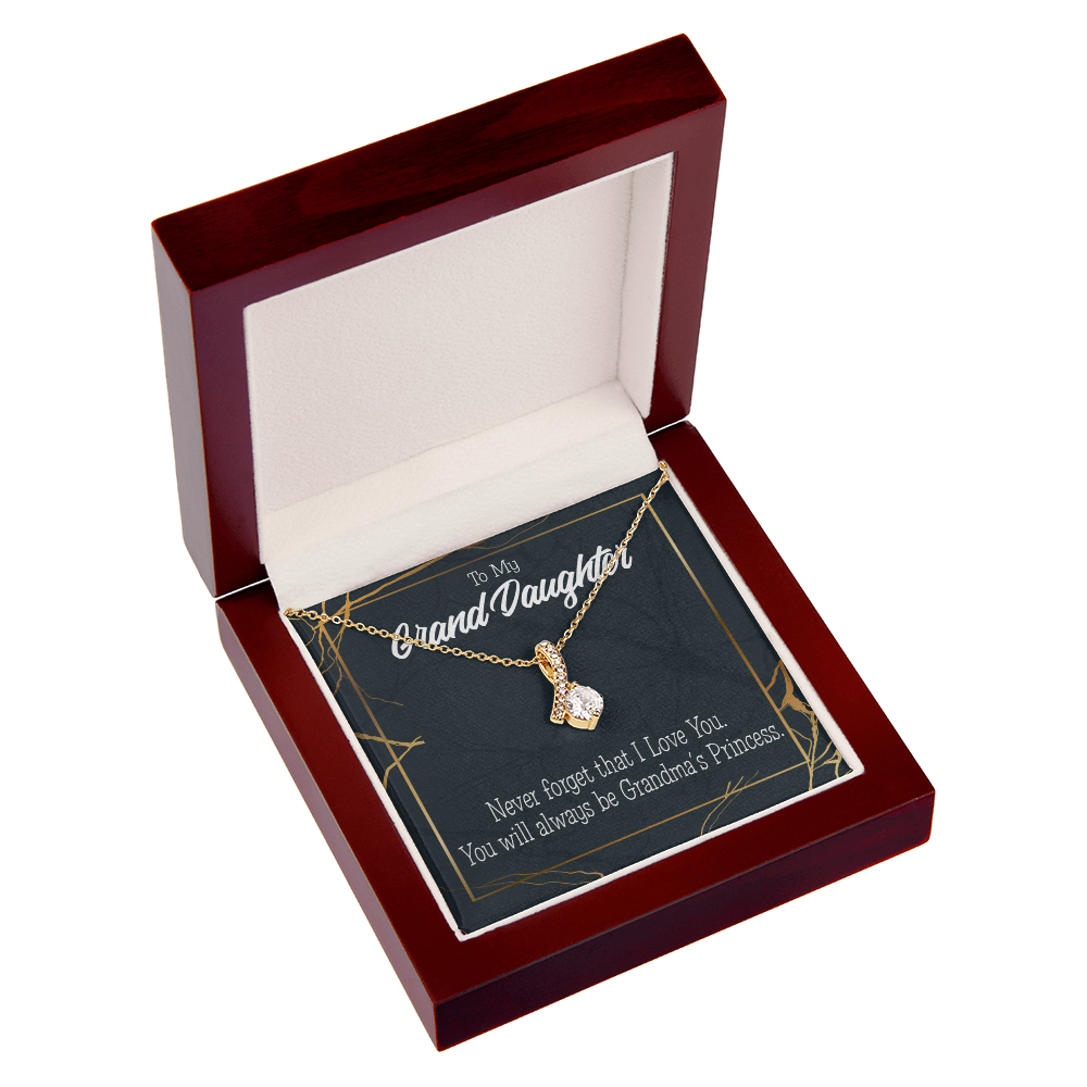 To My Granddaughter Grandma's Princess Alluring Ribbon Necklace Message Card-Express Your Love Gifts