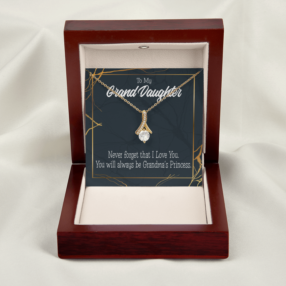 To My Granddaughter Grandma's Princess Alluring Ribbon Necklace Message Card-Express Your Love Gifts