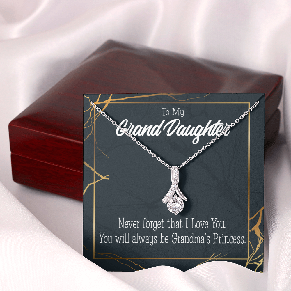 To My Granddaughter Grandma's Princess Alluring Ribbon Necklace Message Card-Express Your Love Gifts