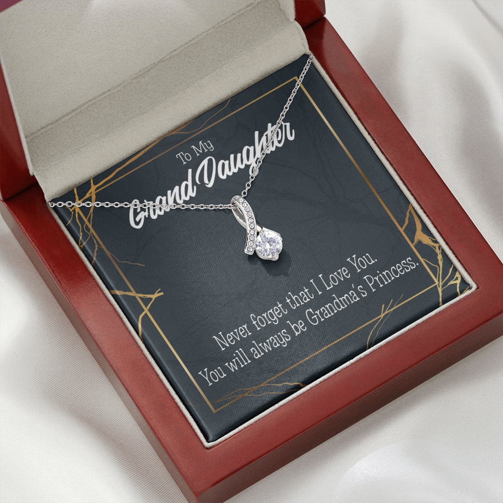 To My Granddaughter Grandma's Princess Alluring Ribbon Necklace Message Card-Express Your Love Gifts
