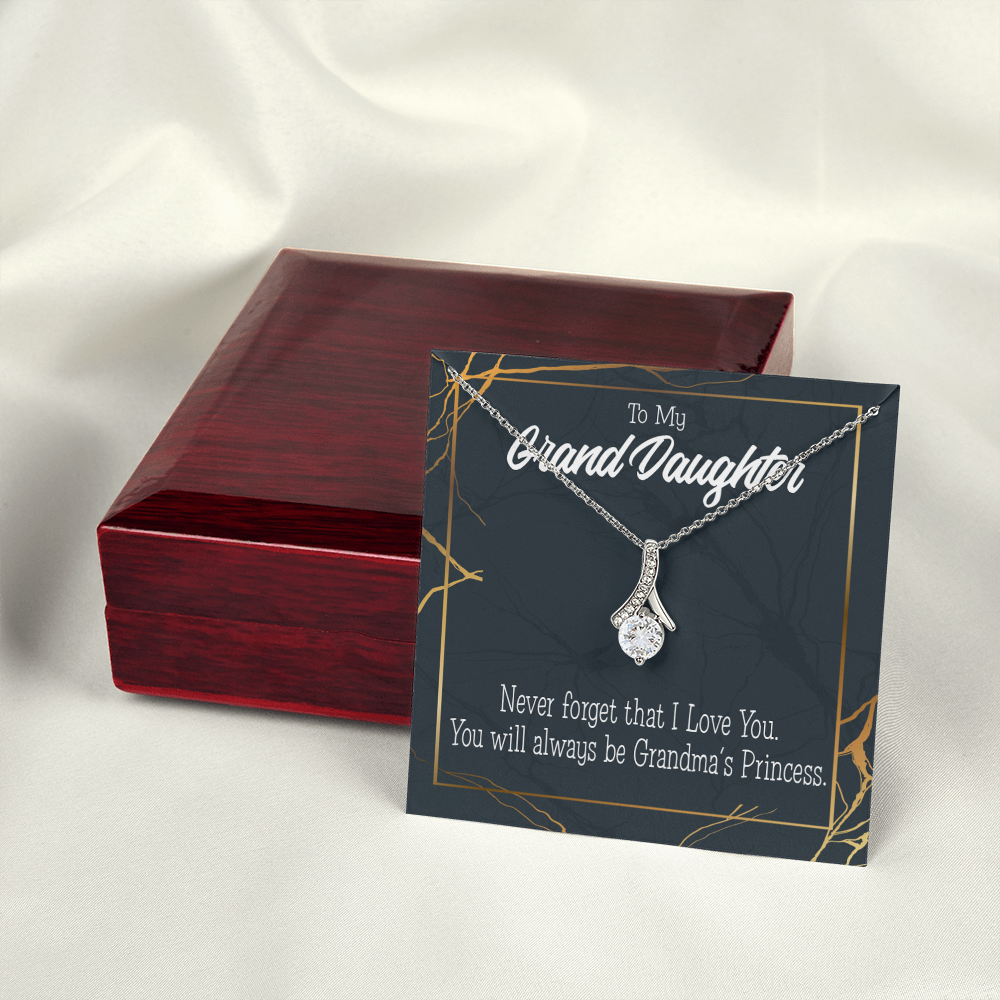 To My Granddaughter Grandma's Princess Alluring Ribbon Necklace Message Card-Express Your Love Gifts
