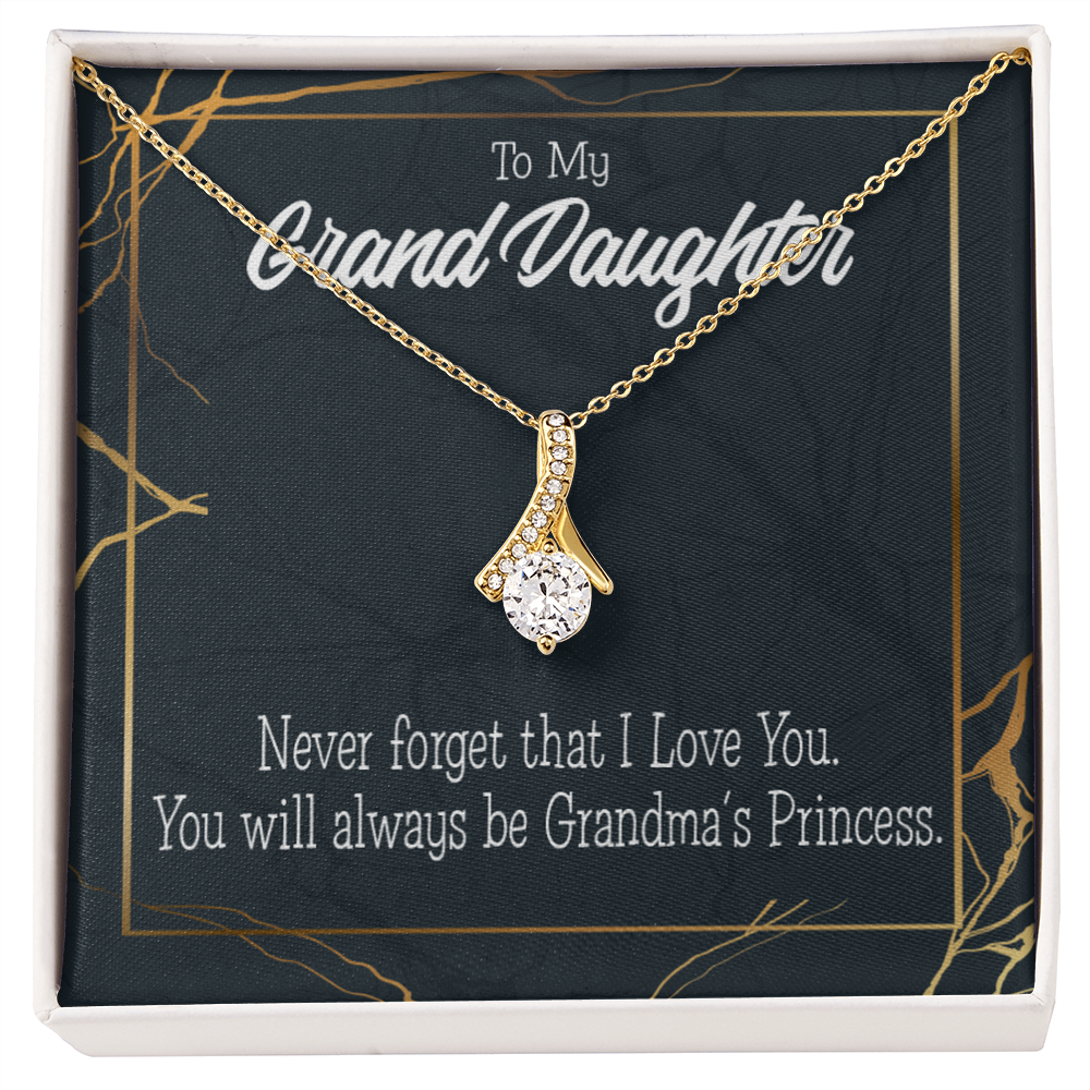 To My Granddaughter Grandma's Princess Alluring Ribbon Necklace Message Card-Express Your Love Gifts