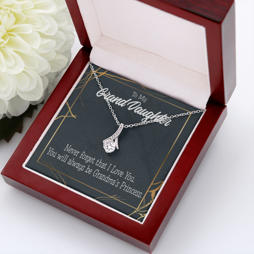 To My Granddaughter Grandma's Princess Alluring Ribbon Necklace Message Card-Express Your Love Gifts