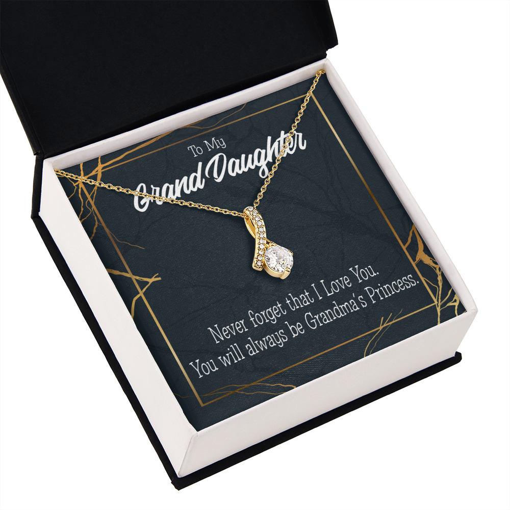 To My Granddaughter Grandma's Princess Alluring Ribbon Necklace Message Card-Express Your Love Gifts