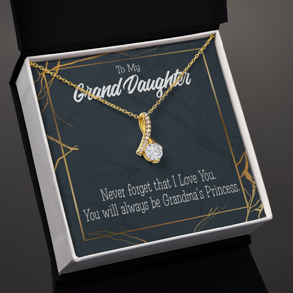 To My Granddaughter Grandma's Princess Alluring Ribbon Necklace Message Card-Express Your Love Gifts