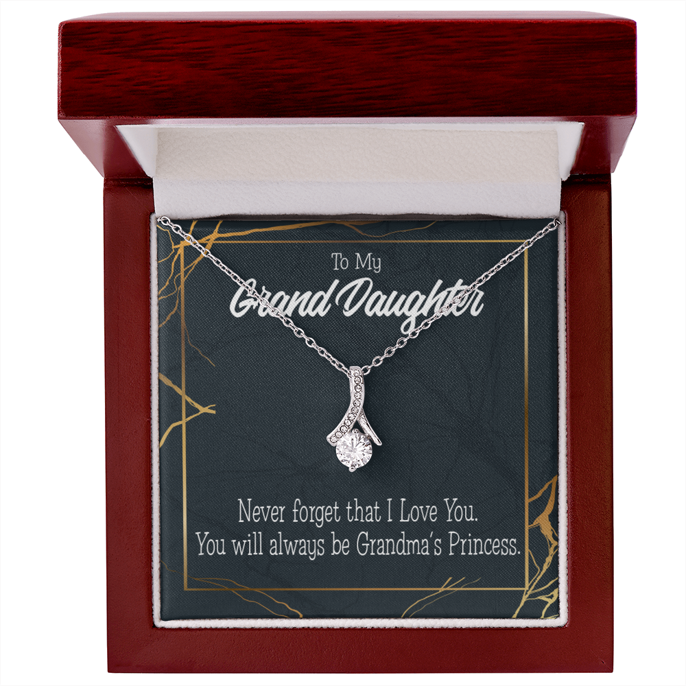 To My Granddaughter Grandma's Princess Alluring Ribbon Necklace Message Card-Express Your Love Gifts