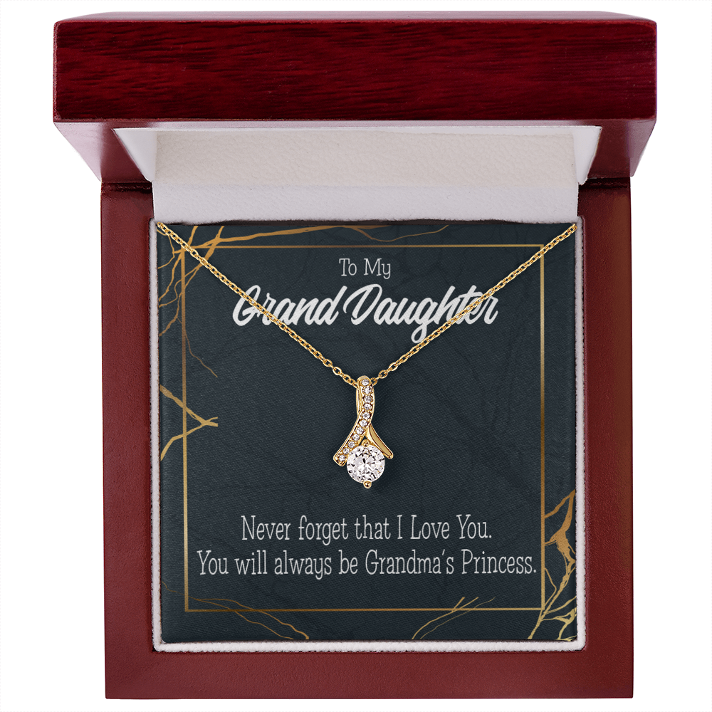 To My Granddaughter Grandma's Princess Alluring Ribbon Necklace Message Card-Express Your Love Gifts