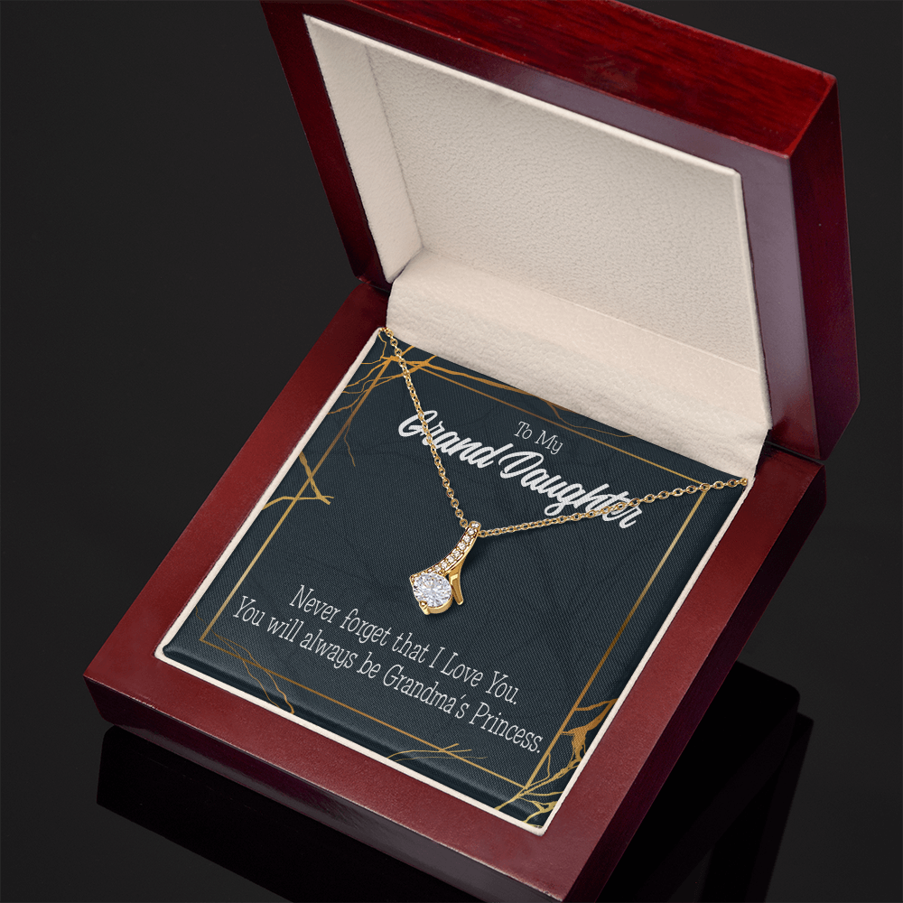 To My Granddaughter Grandma's Princess Alluring Ribbon Necklace Message Card-Express Your Love Gifts