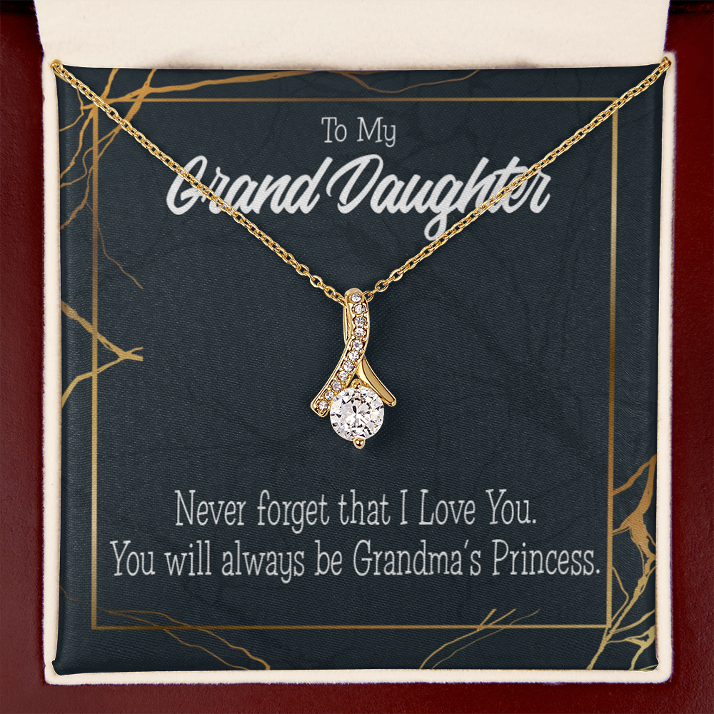 To My Granddaughter Grandma's Princess Alluring Ribbon Necklace Message Card-Express Your Love Gifts