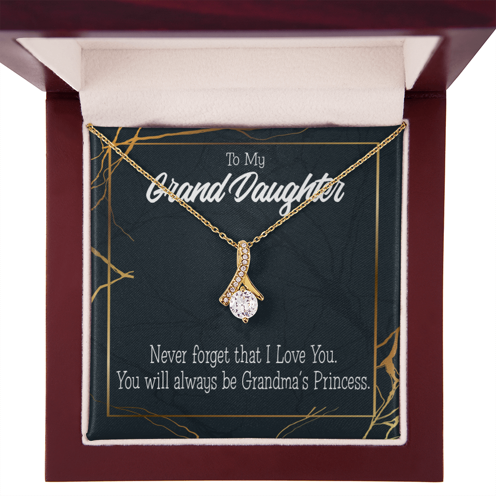 To My Granddaughter Grandma's Princess Alluring Ribbon Necklace Message Card-Express Your Love Gifts