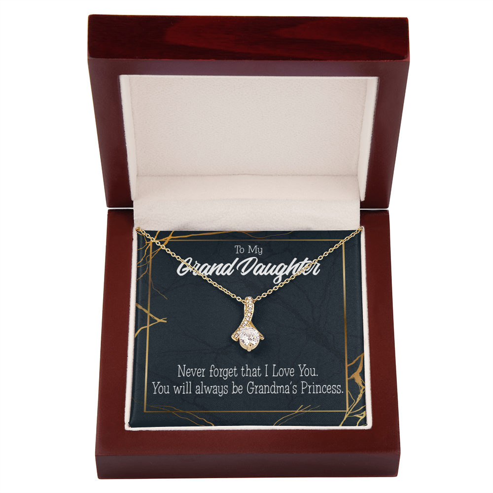 To My Granddaughter Grandma's Princess Alluring Ribbon Necklace Message Card-Express Your Love Gifts