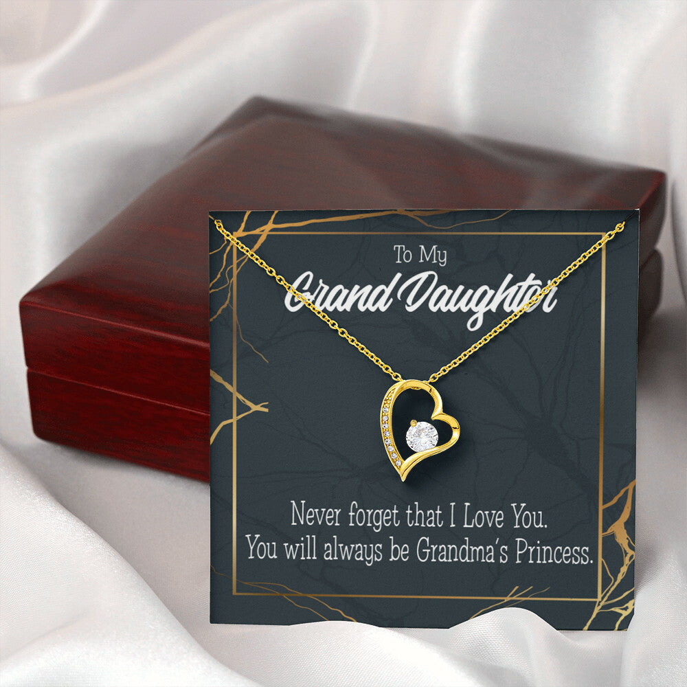 To My Granddaughter Grandma's Princess Forever Necklace w Message Card-Express Your Love Gifts
