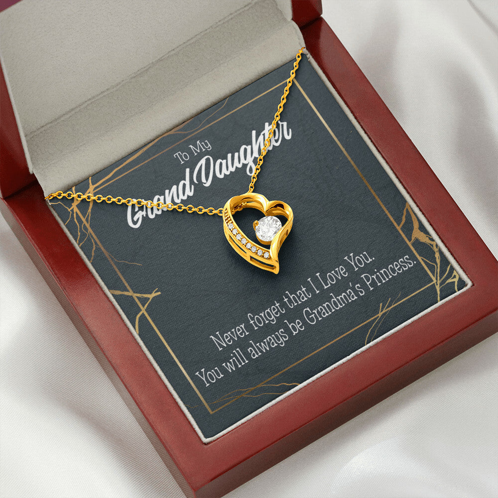 To My Granddaughter Grandma's Princess Forever Necklace w Message Card-Express Your Love Gifts
