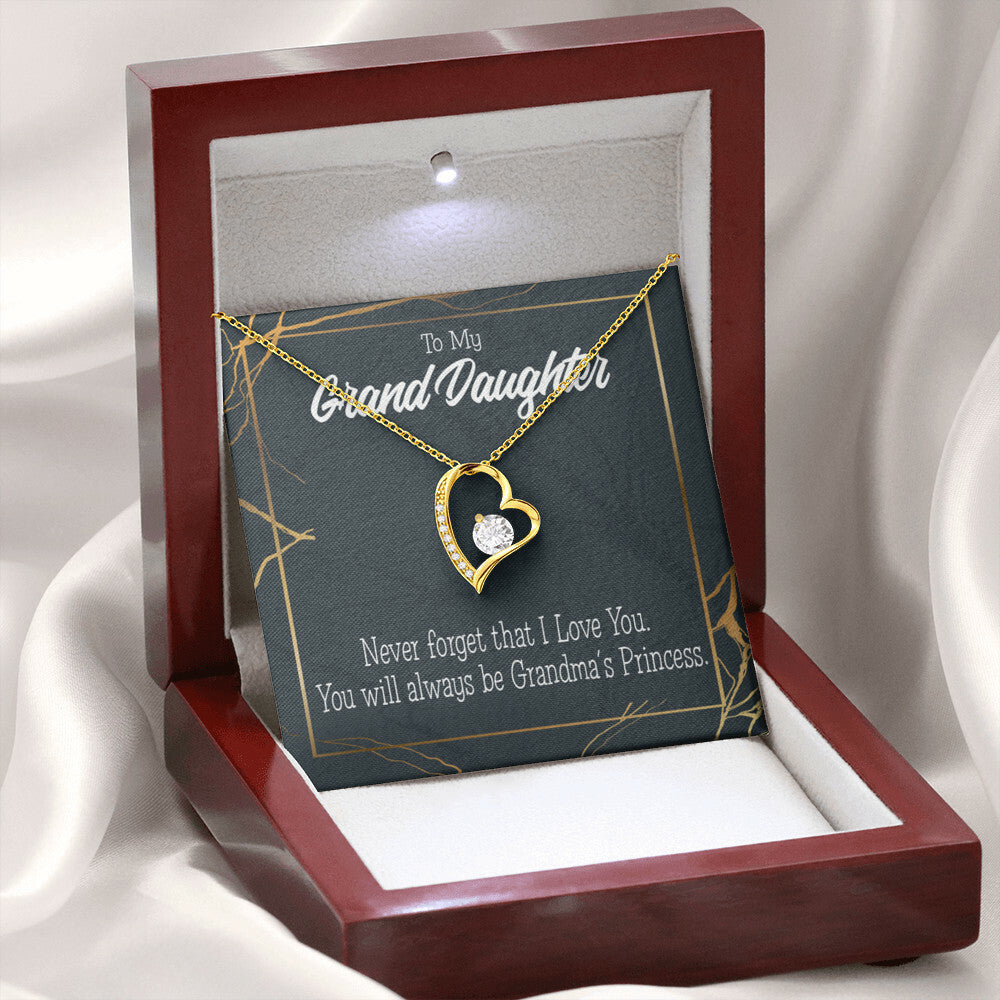 To My Granddaughter Grandma's Princess Forever Necklace w Message Card-Express Your Love Gifts