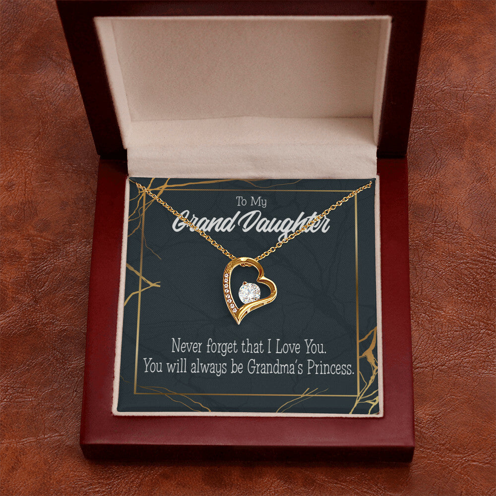 To My Granddaughter Grandma's Princess Forever Necklace w Message Card-Express Your Love Gifts