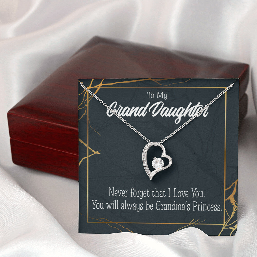 To My Granddaughter Grandma's Princess Forever Necklace w Message Card-Express Your Love Gifts