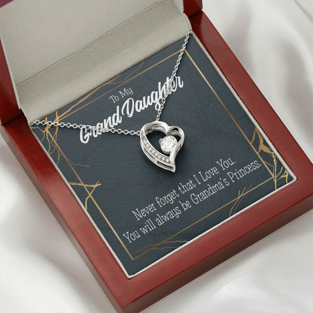 To My Granddaughter Grandma's Princess Forever Necklace w Message Card-Express Your Love Gifts
