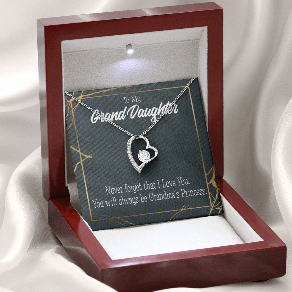 To My Granddaughter Grandma's Princess Forever Necklace w Message Card-Express Your Love Gifts