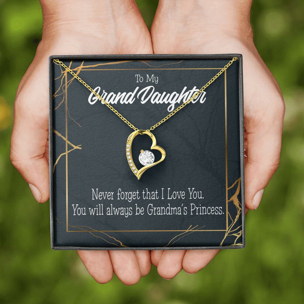 To My Granddaughter Grandma's Princess Forever Necklace w Message Card-Express Your Love Gifts