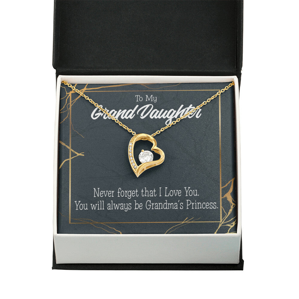 To My Granddaughter Grandma's Princess Forever Necklace w Message Card-Express Your Love Gifts
